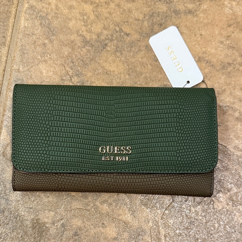 Guess Textured Green and Brown Wallet